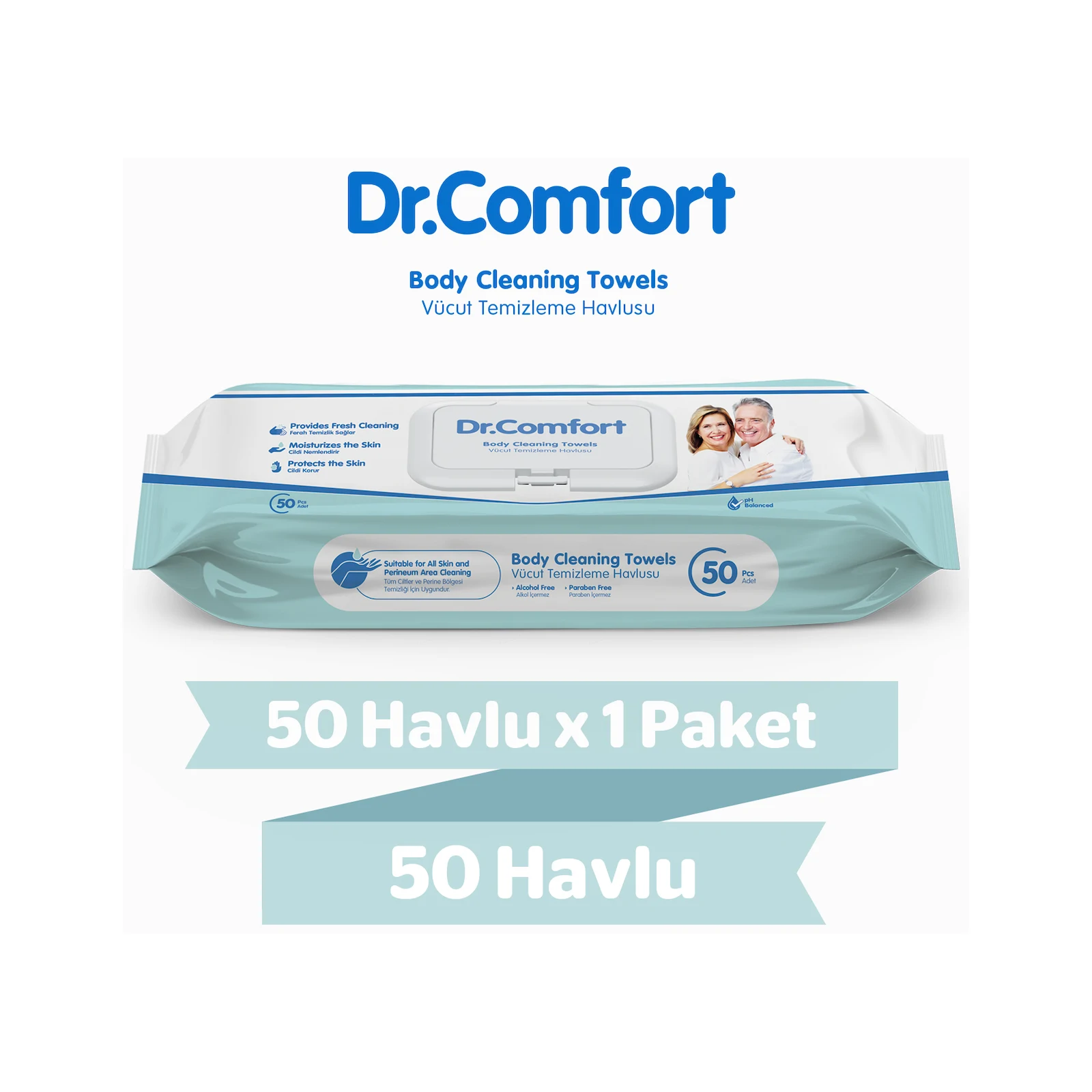Dr. Comfort Vücut Temizleme Mendili 50'li