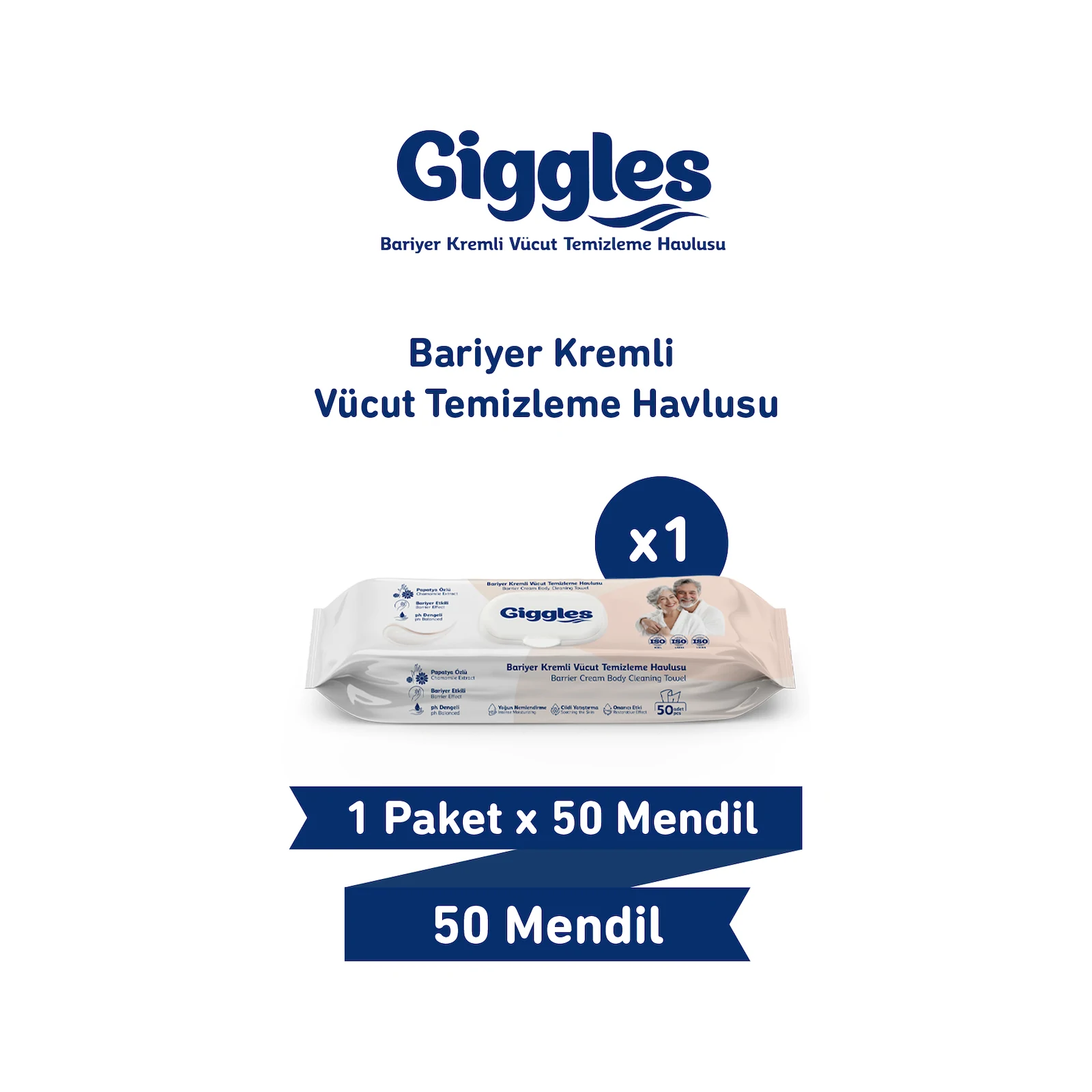 Giggles Bariyer Kremli Vücut Temizleme Mendili 50'li