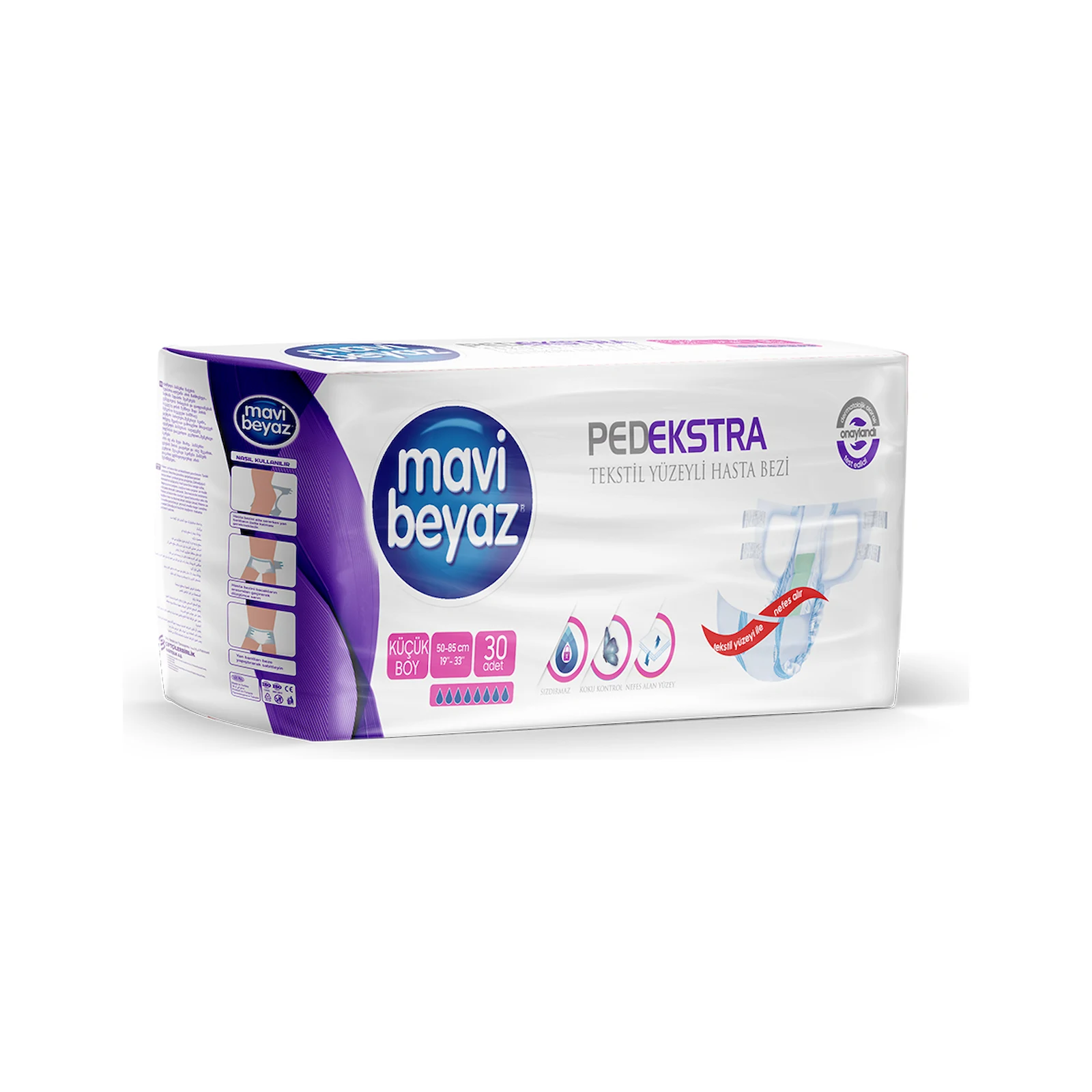Mavi Beyaz Bel Bantlı Yetişkin Hasta Bezi 30'lu