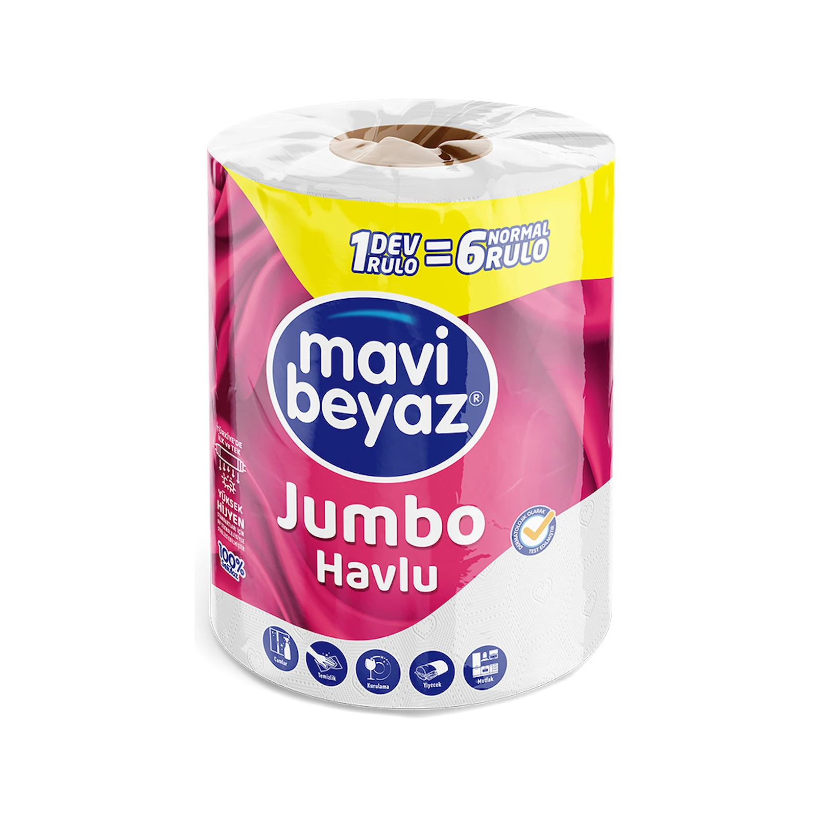 Mavi Beyaz Jumbo Havlu 1=6 Rulo
