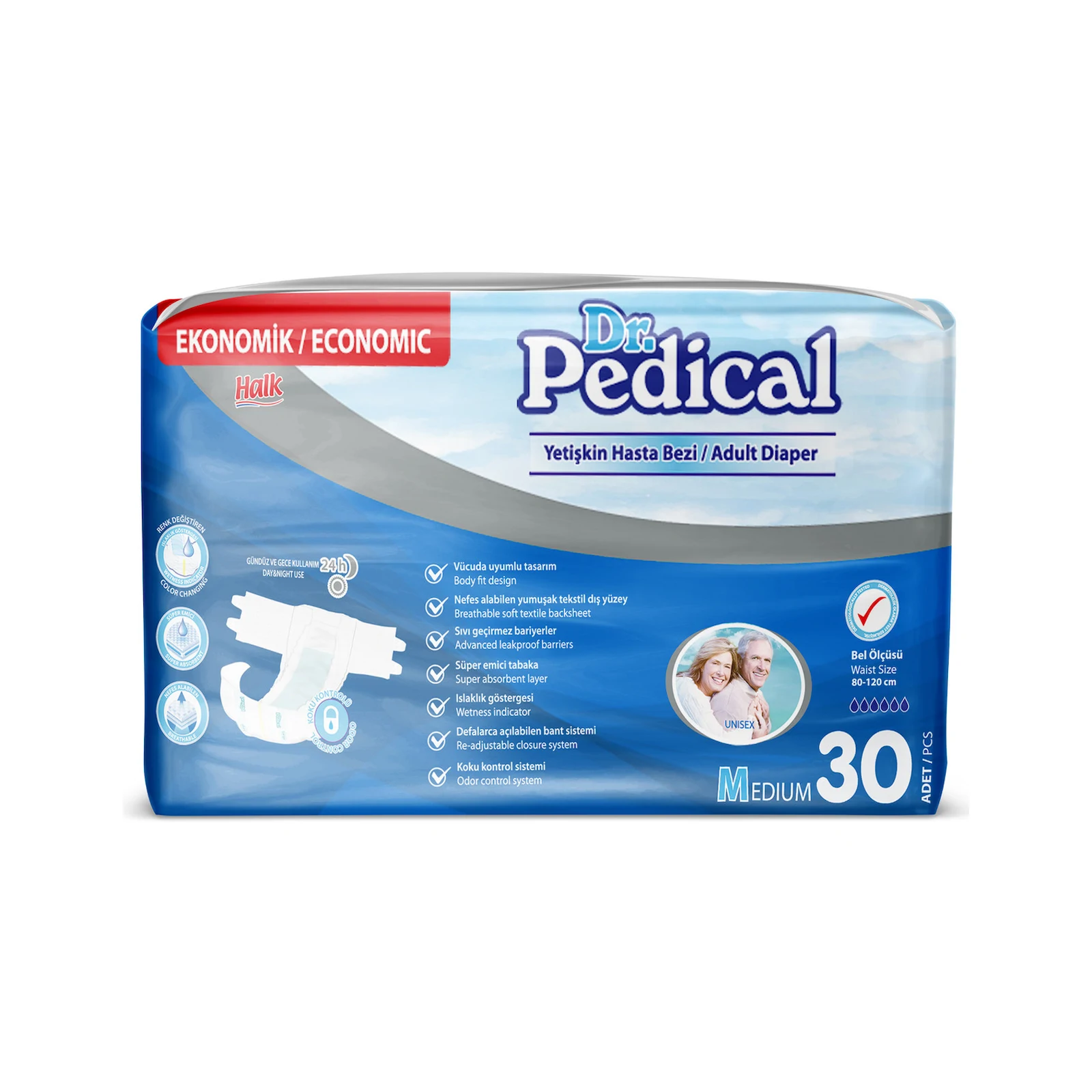 Pedical Bel Bantlı Yetişkin Hasta Bezi 30'lu