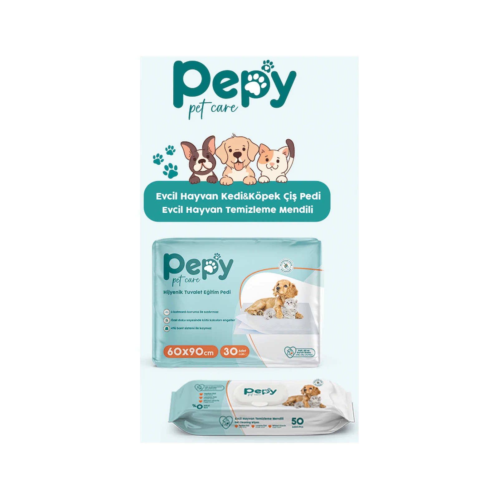 Pepy Köpek Alıştırma Pedi 60x90 cm 30'lu
